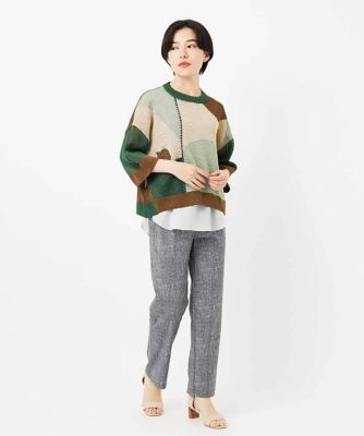 ［３サイズ展開］ぼかし調チェック柄ハイテンションストレッチパンツ