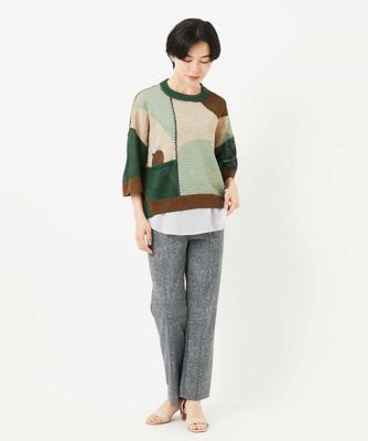 ［３サイズ展開］ぼかし調チェック柄ハイテンションストレッチパンツ