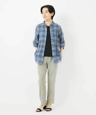 ［３サイズ展開］ぼかし調チェック柄ハイテンションストレッチパンツ
