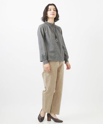 顔料染めコットンストレッチテーパードパンツ