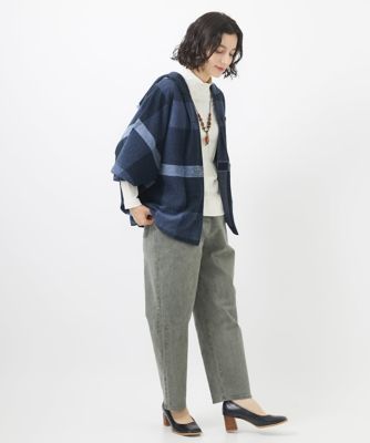 顔料染めコットンストレッチテーパードパンツ