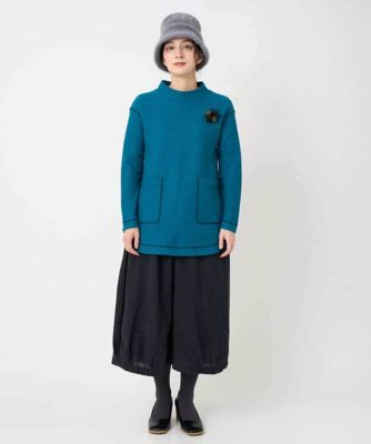 日本製］ウールマイクロループスクランブル編みチュニックカットソー