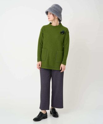 日本製］ウールマイクロループスクランブル編みチュニックカットソー