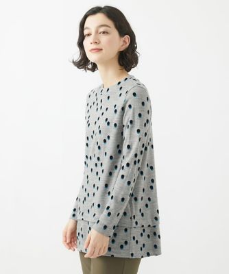 ＜GIANNI LO GIUDICE(Women/小さいサイズ)＞［日本製］フロッキードットプリントチュニックカットソー