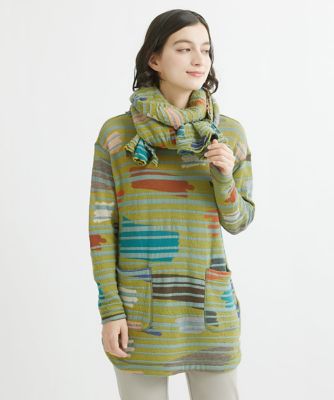 ＜GIANNI LO GIUDICE(Women/小さいサイズ)＞［日本製］幾何柄ペイントボーダーチュニックカットソー