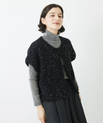 【SALE】GIANNI LO GIUDICE(Women/小さいサイズ)/ジャンニロジュディチェ ウール混スパンコールニットカーディガン ブラック94 トップス【三越伊勢丹/公式】