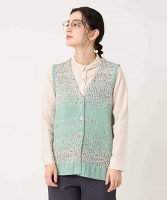 ＜GIANNI LO GIUDICE(Women/小さいサイズ)＞カスリパネルボーダーニットベスト