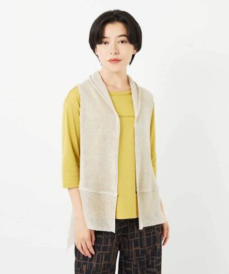 ［人気デザイン／日本製］リネンニットジレ