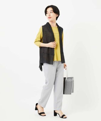 ［人気デザイン／日本製］リネンニットジレ