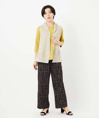［人気デザイン／日本製］リネンニットジレ