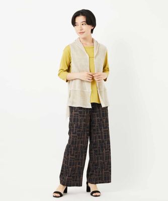 ［人気デザイン／日本製］リネンニットジレ