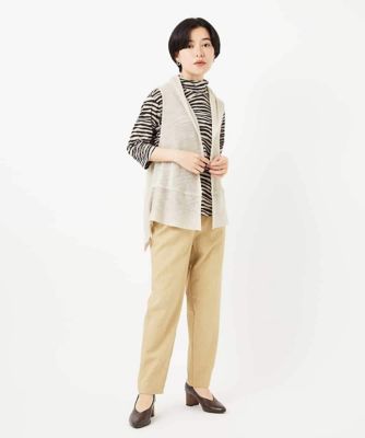 ［人気デザイン／日本製］リネンニットジレ