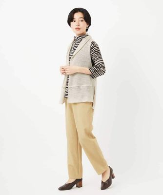 ［人気デザイン／日本製］リネンニットジレ
