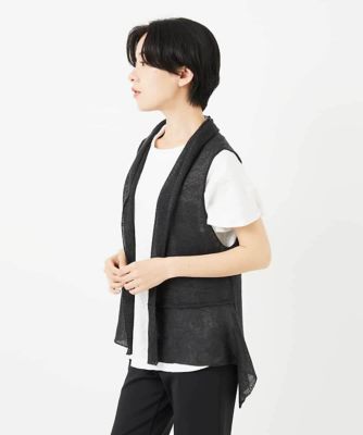 ［人気デザイン／日本製］リネンニットジレ