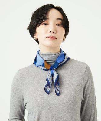 GIANNI LO GIUDICE(Women/小さいサイズ)/ジャンニロジュディチェ ミニキカスクエアストール 55ブルー スカーフ・ショール【三越伊勢丹/公式】