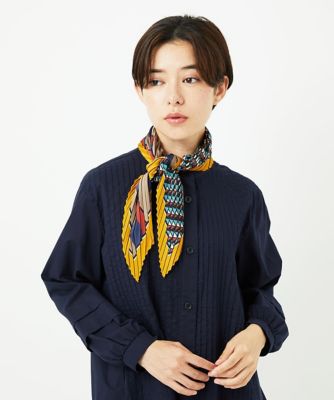 ストライプド リネンブレンド ラップ スカーフ
