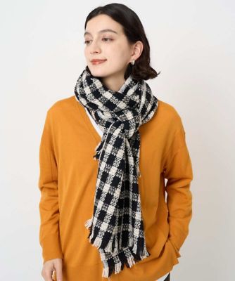 ＜GEORGES RECH (Women/小さいサイズ)＞ラメツイードチェックウールストール