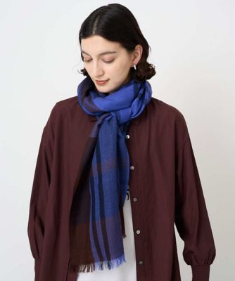 GEORGES RECH (Women/小さいサイズ)/ジョルジュレッシュ ウールチェックストール 57ネイビー系 スカーフ・ショール【三越伊勢丹/公式】
