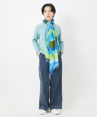 幾何学柄シルク混ストール