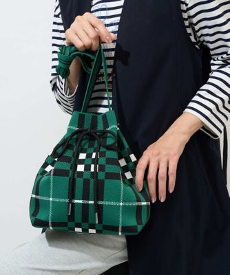 ＜GEORGES RECH (Women/小さいサイズ)＞幾何学柄ニット巾着ショルダーバッグ
