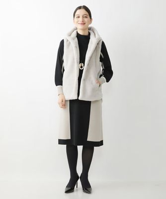 カラーブロッキングニットワンピース［洗える］