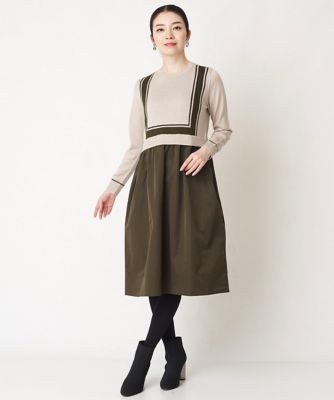＜GEORGES RECH (Women/小さいサイズ)＞ニットドッキングギャザーワンピース