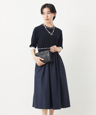 タフタドッキング配色ボーダーニットワンピース | GEORGES RECH (Women