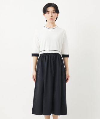 タフタドッキング配色ボーダーニットワンピース | GEORGES RECH (Women
