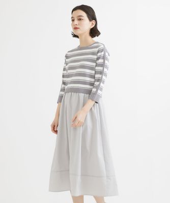 ＜GEORGES RECH (Women/小さいサイズ)＞ニットボーダードッキングワンピース
