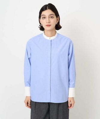 ジョルジュ・レッシュ（ES RECH）/[日本製]タイプライターストライプバンドカラーシャツ 日本製］タイプライターストライプバンドカラーシャツ | GEORGES RECH