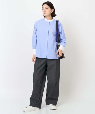 日本製］タイプライターストライプバンドカラーシャツ | GEORGES RECH