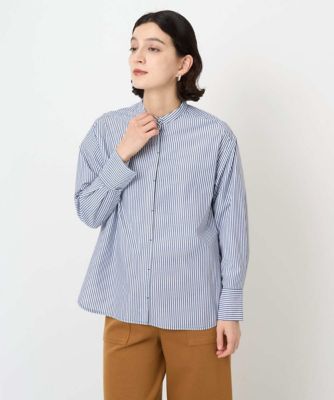 日本製］タイプライターストライプバンドカラーシャツ | GEORGES RECH