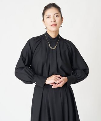 ＜GEORGES RECH (Women/小さいサイズ)＞［日本製／セットアップ対応］バンドカラージョーゼットブラウス