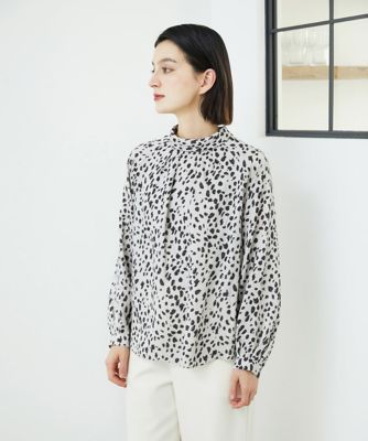 ＜GEORGES RECH (Women/小さいサイズ)＞［日本製／セットアップ対応］レオパードロールネックブラウス