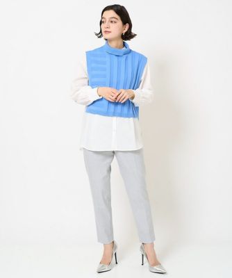 2点セット］リブニットベスト＆バンドカラーブラウス | GEORGES RECH