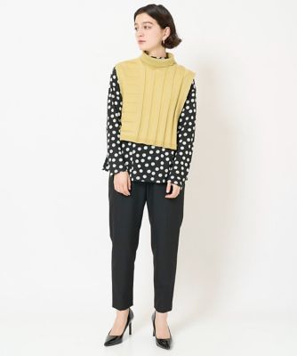 2点セット］リブニットベスト＆バンドカラーブラウス | GEORGES RECH