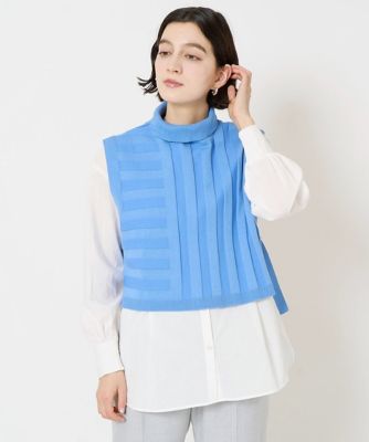 2点セット］リブニットベスト＆バンドカラーブラウス | GEORGES RECH