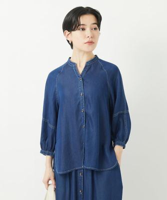 ＜GEORGES RECH (Women/小さいサイズ)＞ライトデニムランタンスリーブブラウス