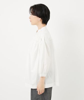 バンドカラーハンドスモッキング7分袖ブラウス | GEORGES RECH (Women