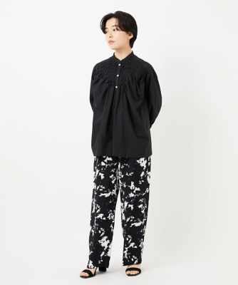 バンドカラーハンドスモッキング7分袖ブラウス | GEORGES RECH (Women