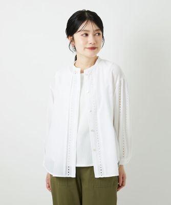 アイレット刺繍8分袖ブラウス | GEORGES RECH (Women/小さいサイズ