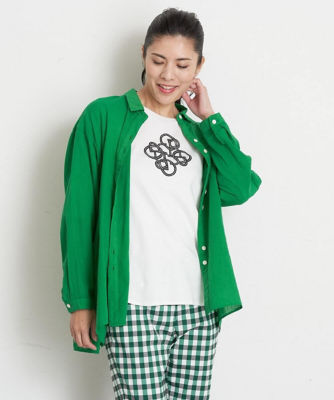 【SALE】ヘムラインカラーシャツ グリーン35 トップス