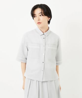 [接触冷感/吸汗速乾]サッカーシャツブラウス Maison de CINQ｜[接触冷感/吸汗速乾]サッカーシャツブラウス