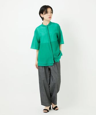 ［日本製］シアーティアードバンドカラーブラウス