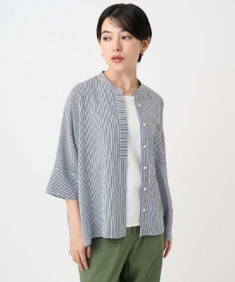 ［日本製］バンドカラードルマンスリーブブラウス２
