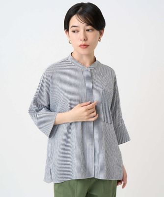 ［日本製］バンドカラードルマンスリーブブラウス２