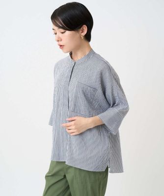 ［日本製］バンドカラードルマンスリーブブラウス２