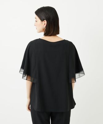 接触冷感／吸水速乾］シアーレースケープブラウス | GEORGES RECH