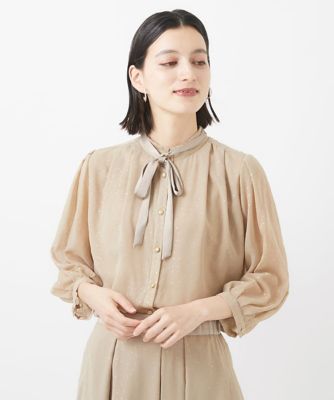 ＜GEORGES RECH (Women/小さいサイズ)＞［セットアップ対応］ランダムドット箔プリントボウタイブラウス