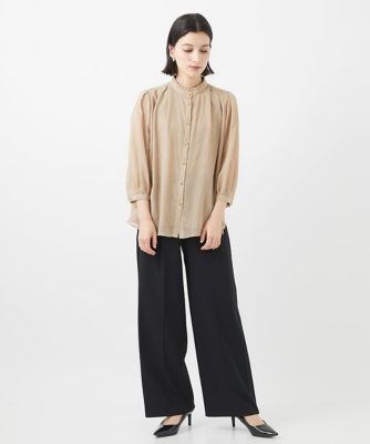 セットアップ対応］ランダムドット箔プリントボウタイブラウス